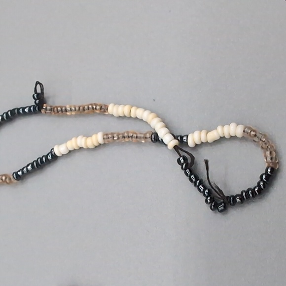 Black and Cream Beaded Handmade Bohemian Necklace - Picture 9 of 11